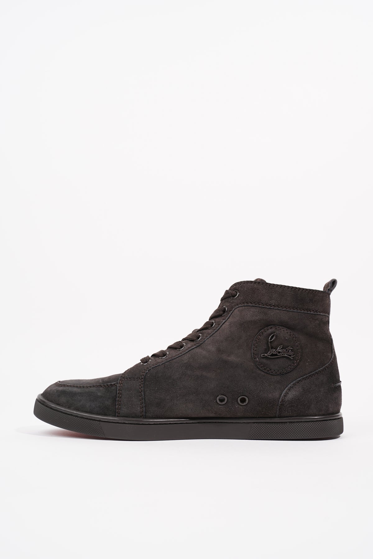 CHRISTIAN LOUBOUTIN Men's High Top Sneakers LOUIS ORLATO Black Velvet 40.5