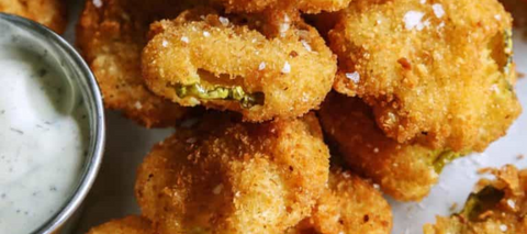 Fried pickle chips for Father's Day Dinner