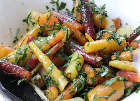 Honey Roasted Carrots tossed with parsley for an Easter Recipe