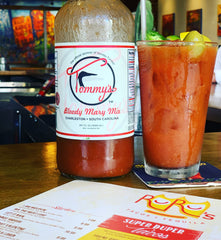 Tommy's Bloody Mary Mix and Bloody Mary at a restaurant in Charleston