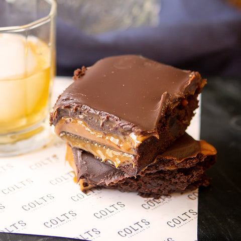Southern sweets, colts chocolate whiskey caramel brownie