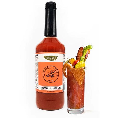 Clark + Hopkins Chesapeake Bloody Mary Mix in bottle and cocktail