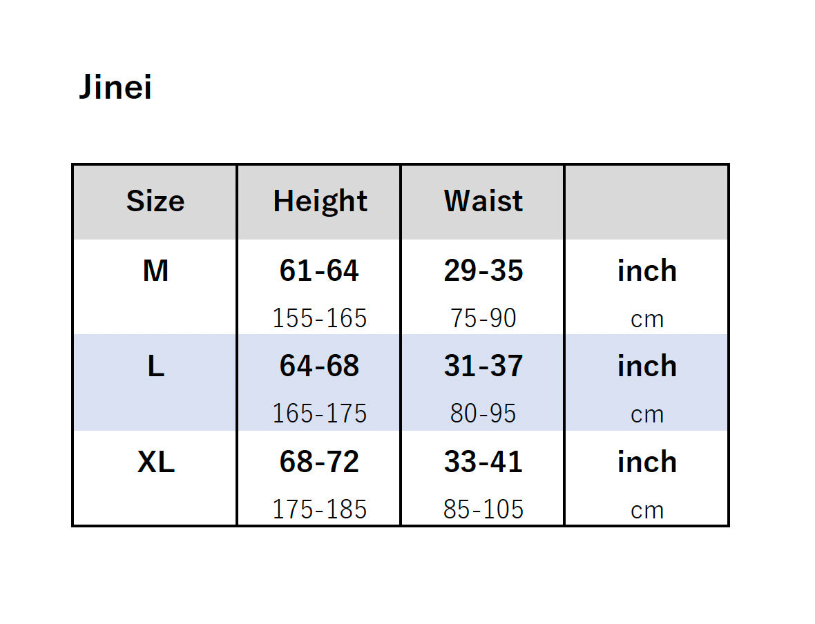 Jinbei_size chart