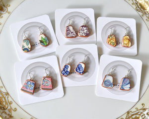 Broken Plate Dangle Earrings - Shard Shape - ArtRat Gallery