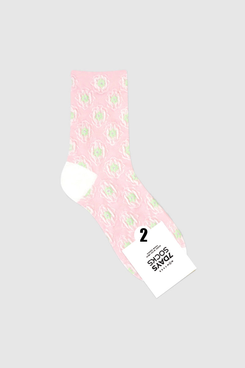 Women's Soft Flower Pattern Crew Socks