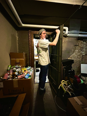 Lantern owner Jon Bailey in the bank vault-turned-storeroom.
