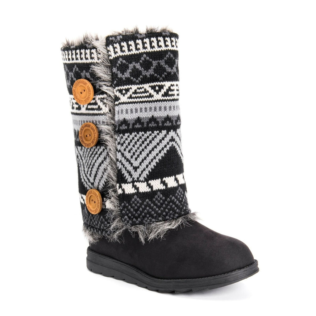 MUK LUKS WOMEN'S PATTI CABLE KNIT CUFF FLAT FASHION BOOTS sz 6 EBONY 1 –  FRIOCONNECT LLC