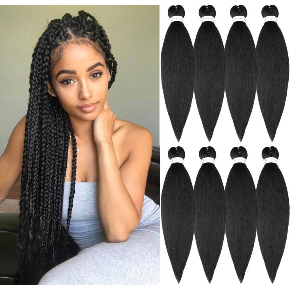 Pre-stretched Braids Hair Yaki Texture Natural Black