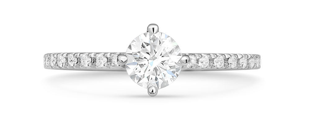 Round diamond pavé engagement ring