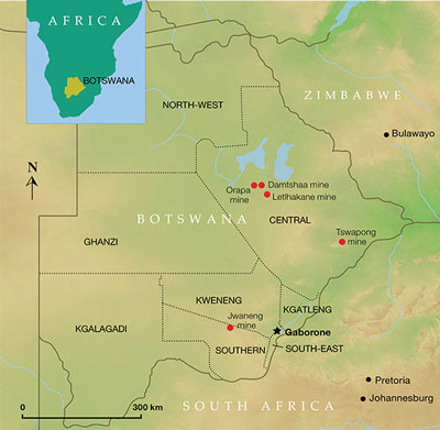 Botswana mines map