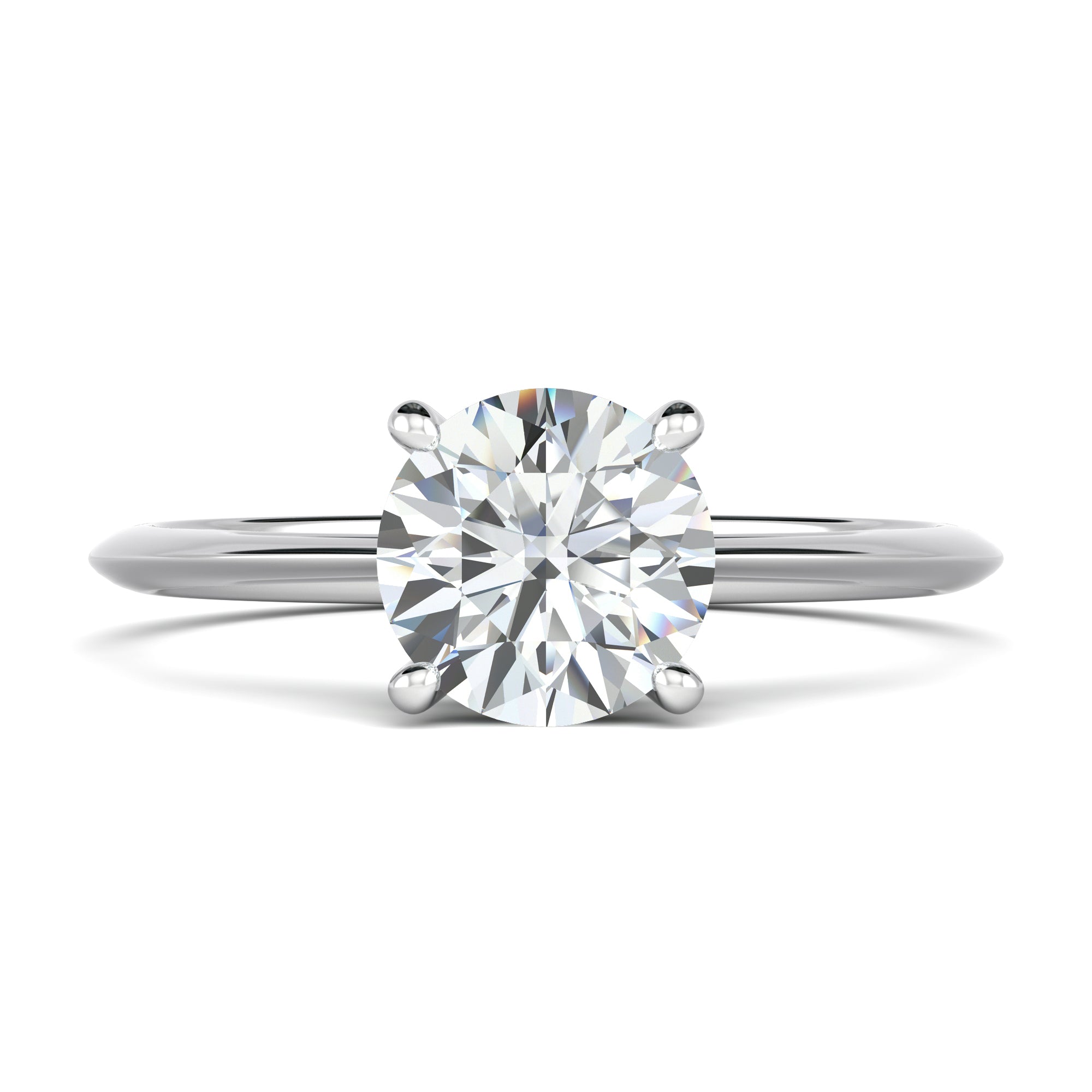 Tapered solitaire round diamond engagement ring