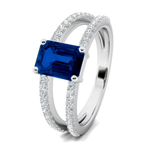 Double Band Sapphire Engagement Ring