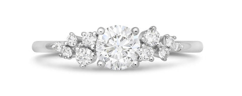 Round diamond cluster engagement ring