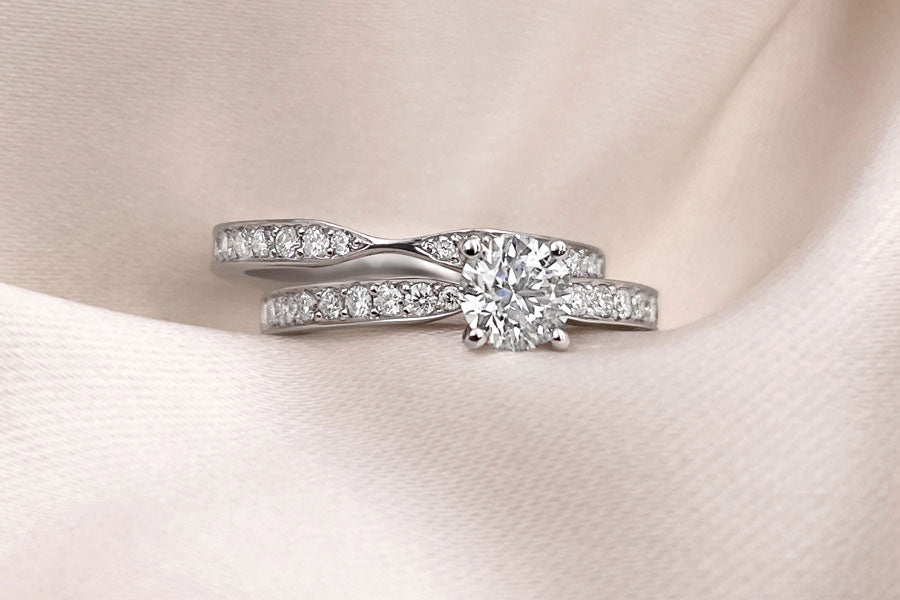 Matching diamond engagement and wedding ring