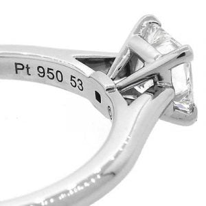 Platinum marking inside engagement ring