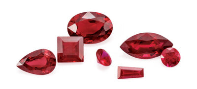 Rubies in different shapes