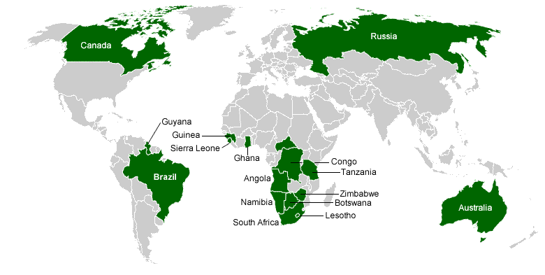 Diamond production by country