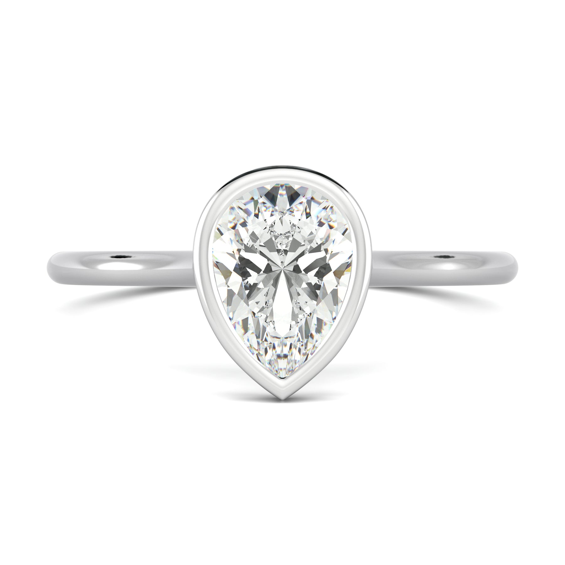 Solitaire pear-shaped diamond engagement ring in bezel setting - Juno ...