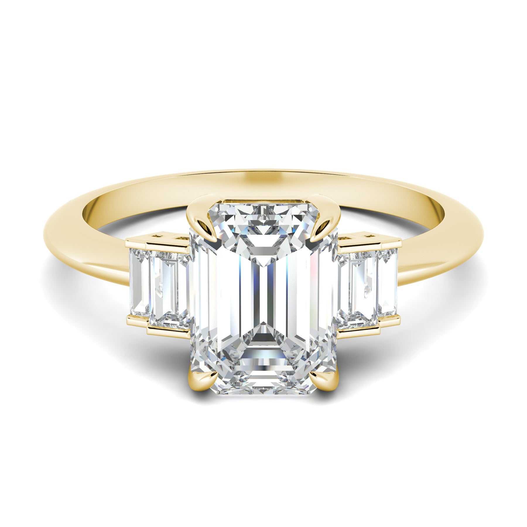 Emerald Cut Engagement Ring with Side Baguette Diamonds - Valentina ...