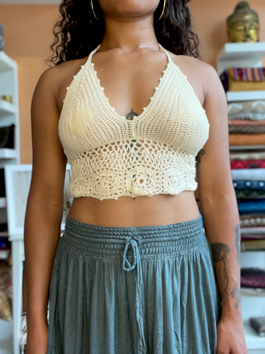 White Handmade Crochet Halter Top – Shop Sol