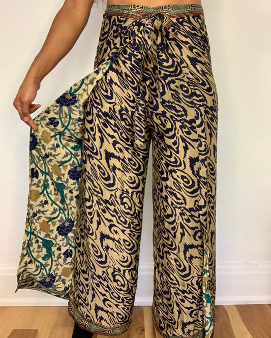 Turquoise Thai Silk Wrap Pants – Shop Sol