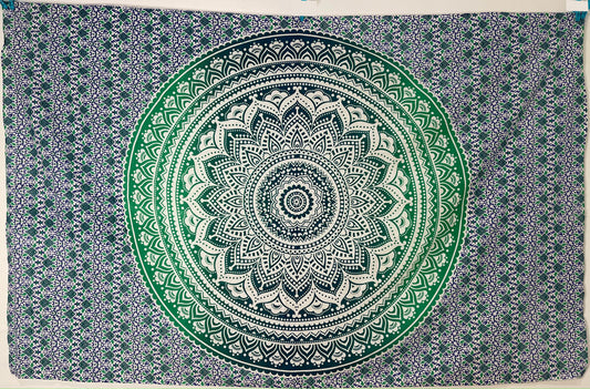Lotus Mandala Tapestry Green Small