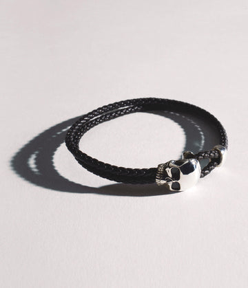 Gunmetal & Black Swarovski Crystal Skull Bracelet