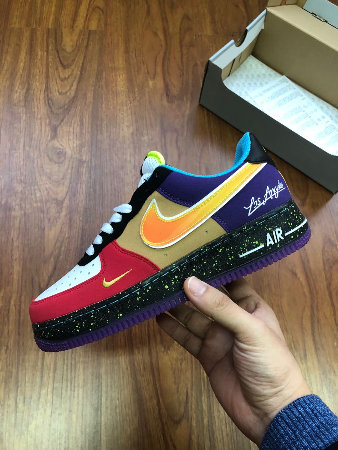 Nike Air Force 1 new couple's mandarin duck color block shoes 1