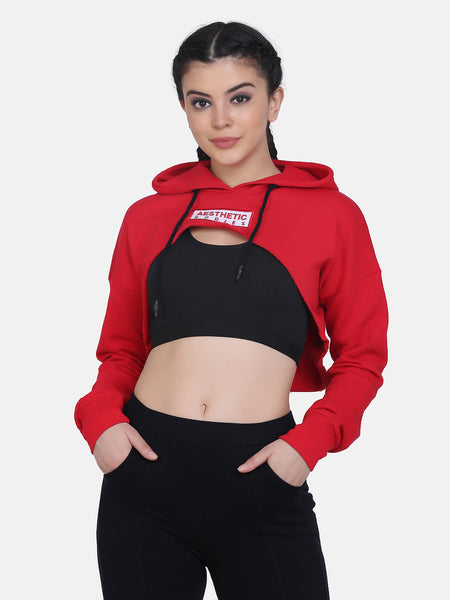 Bust Crop Hoodie- Red – Aesthetic bodies & lifestyle