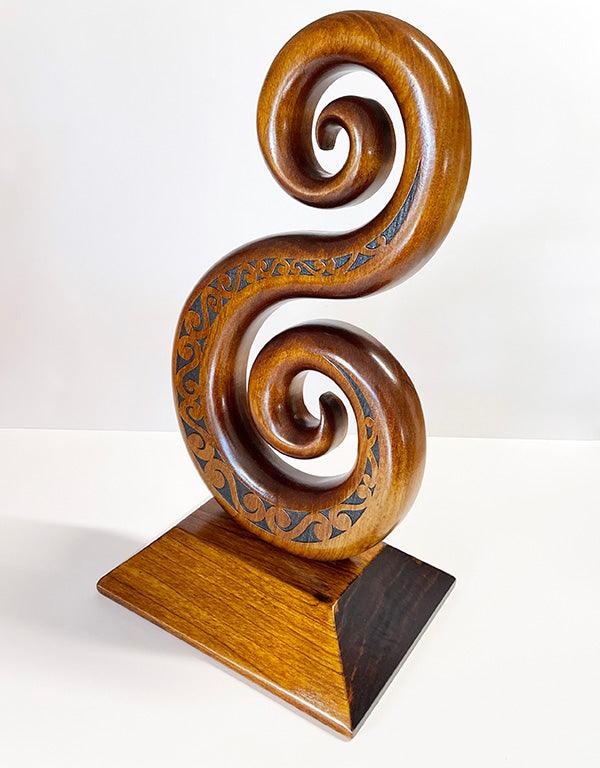 Large NZ Maori Carved Wooden Double Koru Trophy – ShopNZ