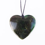 Large NZ Polished Greenstone Heart Necklace