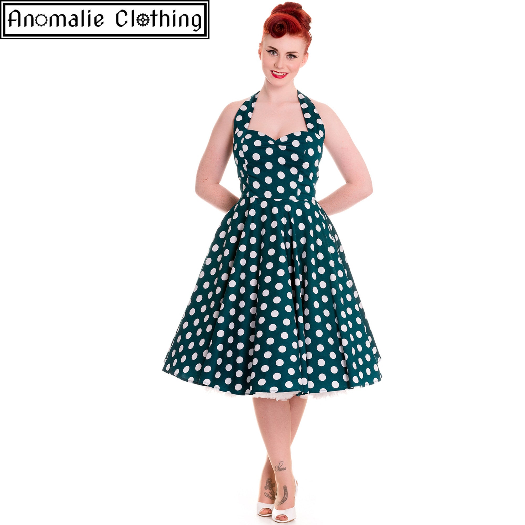 Hell Bunny Teal and White Polka Dot Mariam Dress 1950s Vintage Retro ...