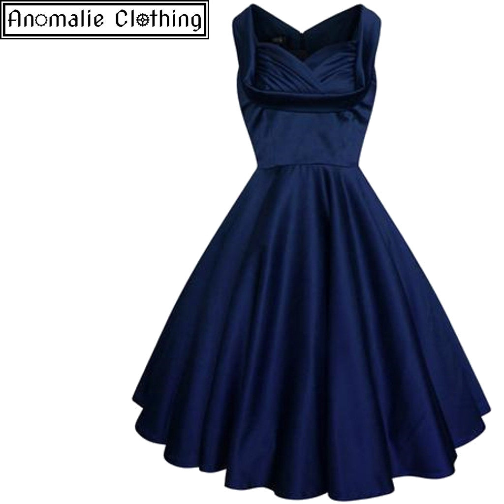 Elsa Swing Dress in Navy Blue Satin – Anomalie Clothing
