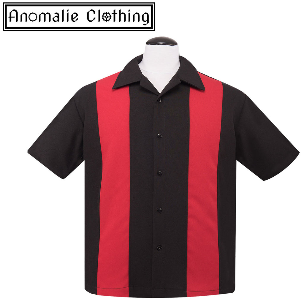 Black & Red Mini Panel Button Up Mens Shirt at Anomalie Clothing
