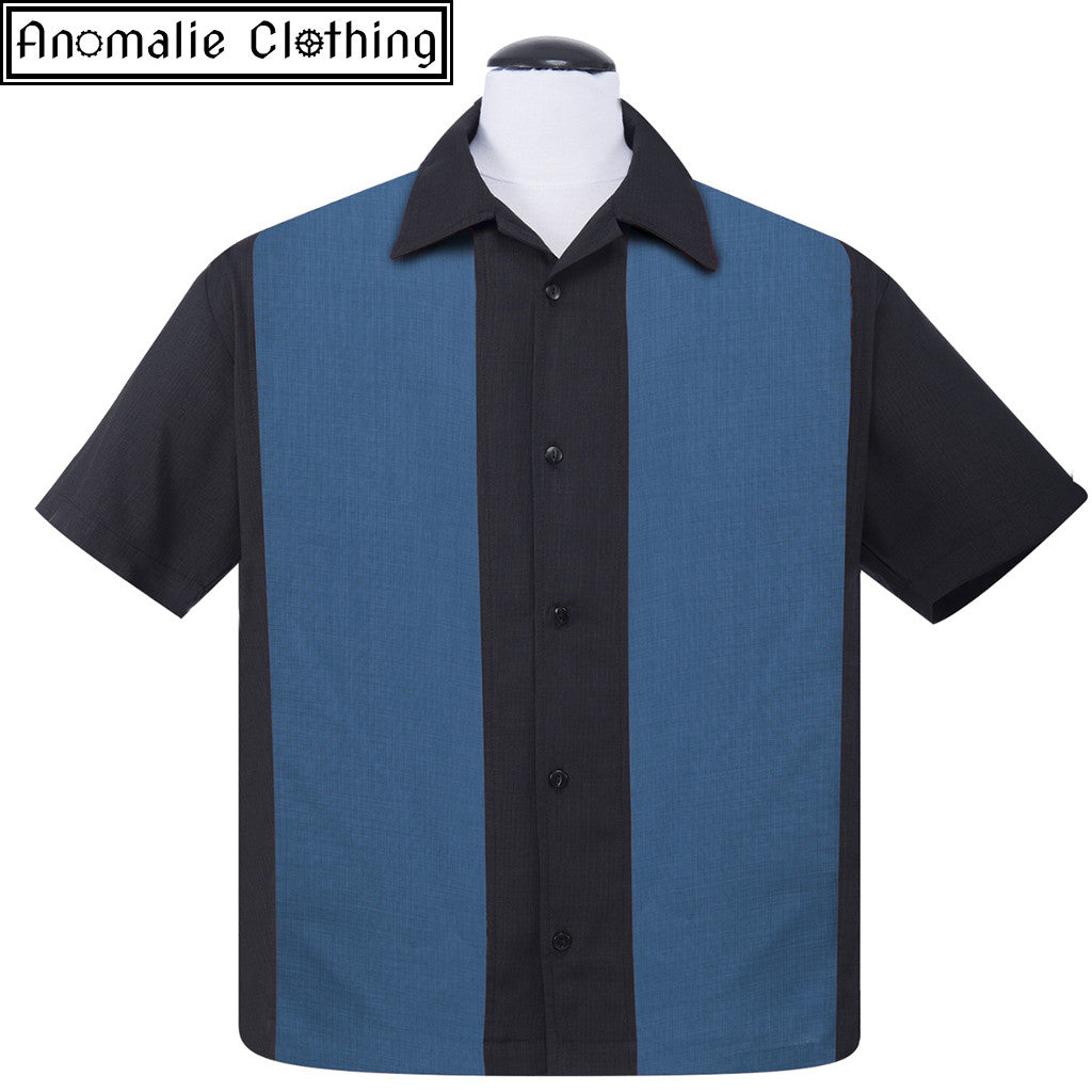Black & Blue Mid Panel Button Up Mens Shirt at Anomalie Clothing
