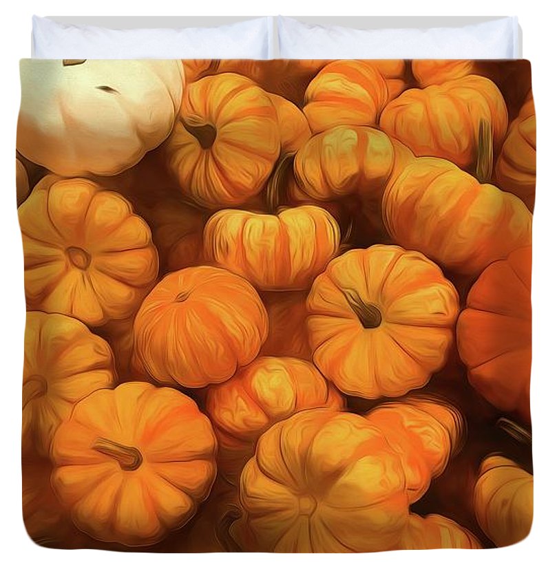 Pumpkins Tiny Gourds Pile - Duvet Cover