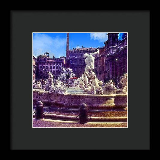 Vintage Travel Italian Fountain - Framed Print