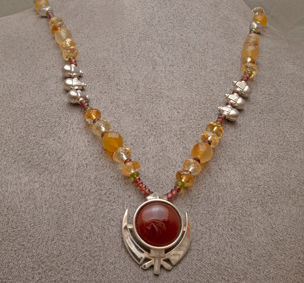 Elegant lapis, pearl, silver Adi Shakti Power Necklace – Khalsa Raj