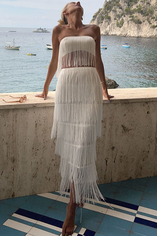 pelleq ペレック 21aw Fringe Dress ドレス ブラック-