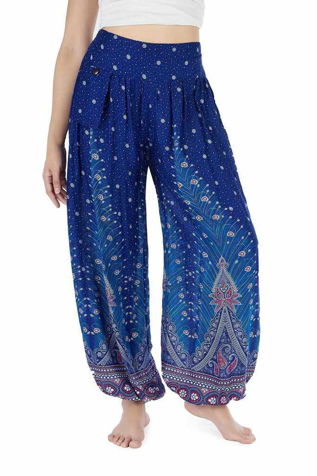 Blue Elephant Pants Baggy Boho Style Printed Hippie Massage Gypsy Thai  Tribal Plus Size Rayon Aladdin Clothing Beach Baggy Casual Gift Rayon