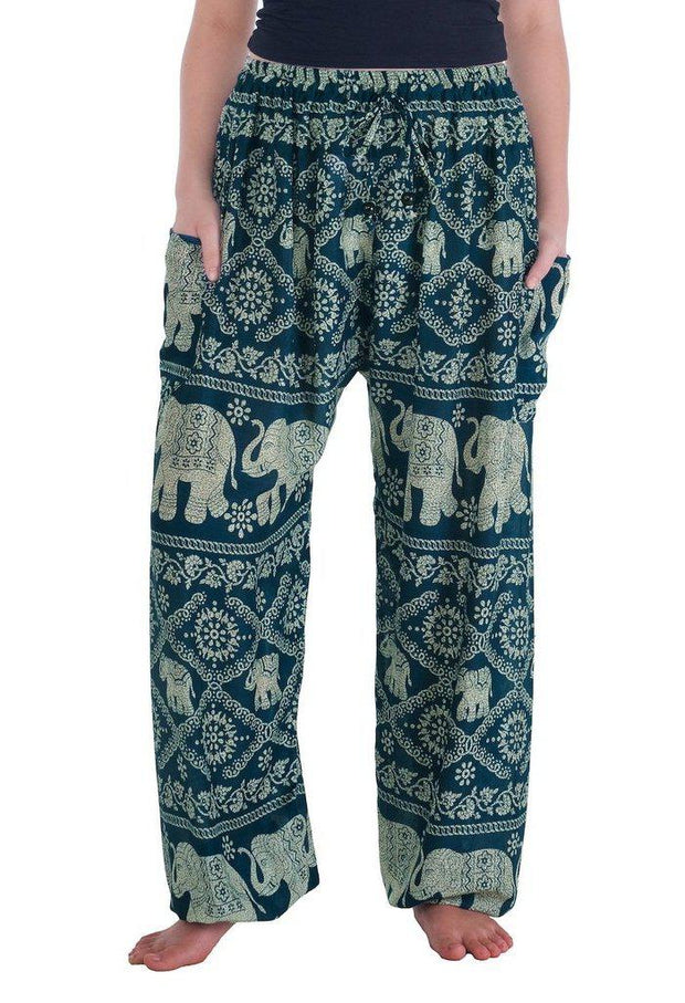 Blue Thai Fisherman Pants for Women Flowy Short Yoga Pants 3/4 Length  Cotton Trousers Comfy Maternity Dress Boho Harem Pants -  Australia