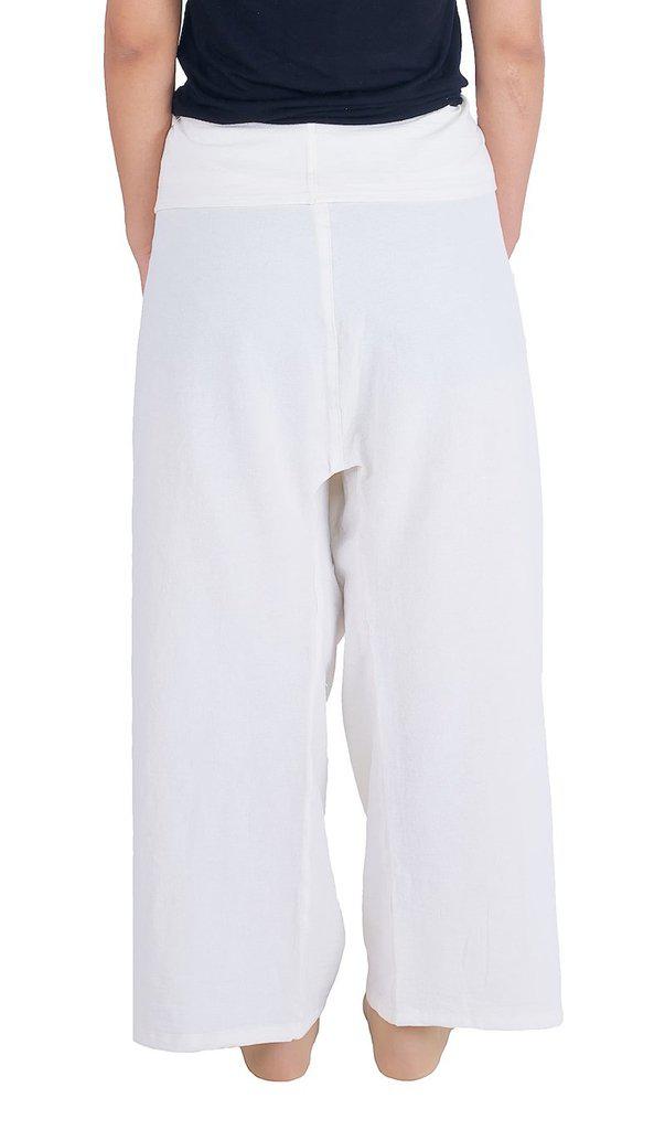 White Long Cotton Fisherman Pants for women