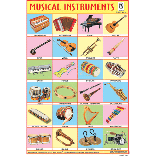 MUSICAL INSTRUMENTS CHART SIZE 12X18 (INCHS) 300GSM ARTCARD