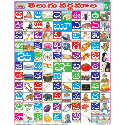 telugu alphabet chart size 45 x 57 cms