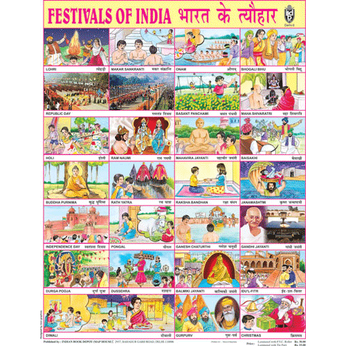 FESTIVALS OF INDIA CHART SIZE 45 X 57 CMS