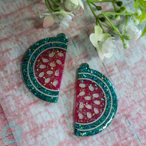 colourful watermelon shaped earrings made of resin