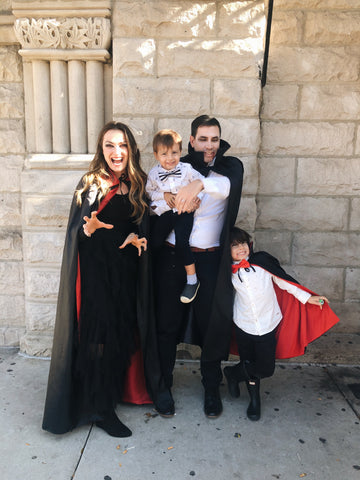 Family of four dressed as Vampires for Halloween