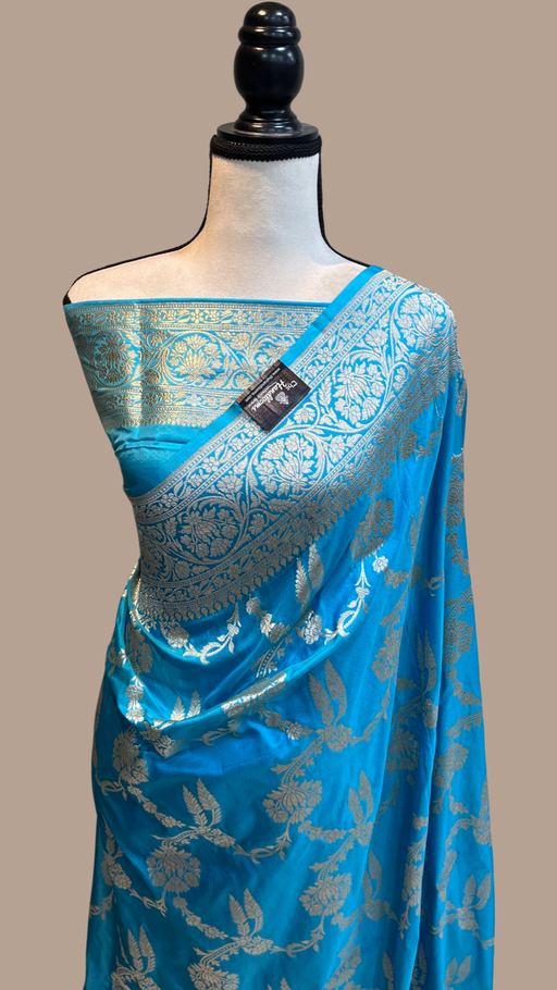 Blue Handloom Saree With Pompom - Charukriti