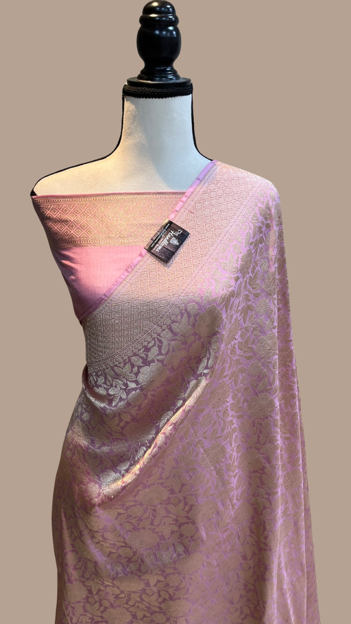 Glorious Silk Base Onion Pink Color Saree With Sequins Work