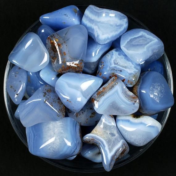 tumbled blue chalcedony